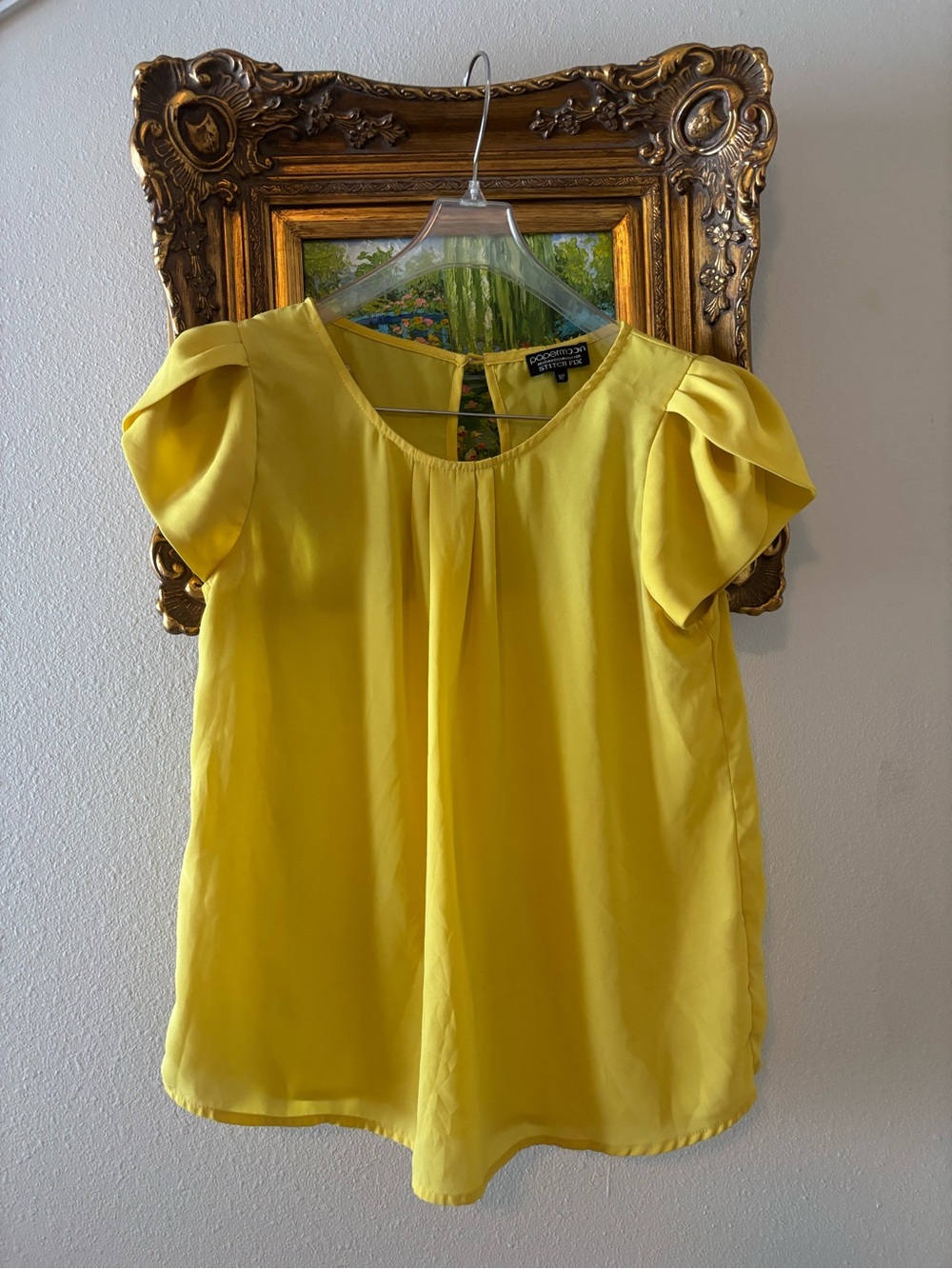 Papermoon Yellow Puff-Sleeve Scoop Neck Blouse